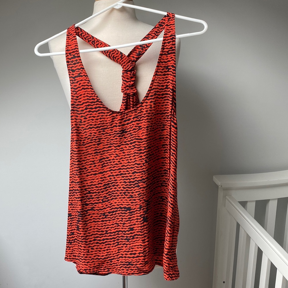Joie orange and black striped silk tank size small